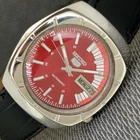 VINTAGE SEIKO 5 AUTOMATIC 7009A JAPAN MENS RED COLOR DIAL WATCH a2601-U