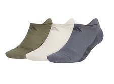 3 Pair Adidas All Day Training No Show Socks, Mens Shoe Size 8-12