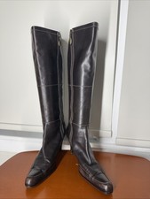 Vintage Joan David Vintage Brown Leather Boots Made In Italy Size 10 Well Made