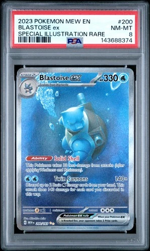 2023 POKEMON MEW EN-151 SPECIAL ILLUSTRATION RARE #200 BLASTOISE EX PSA 8