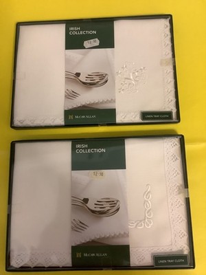 2 x UNBENUTZTE VINTAGE IRISCHE SAMMLUNG McCAW ALLAN LEINEN TABLETT TUCH