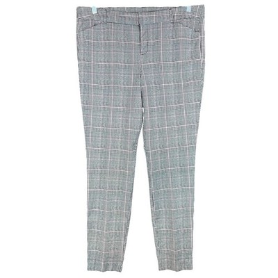 Old Navy Pixie Pants Womens 16 Plaid Black White Red Tapered Stretch Pockets