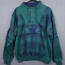 Vintage 90s Anorak Pullover Sweatshirt 1/4 Bu...