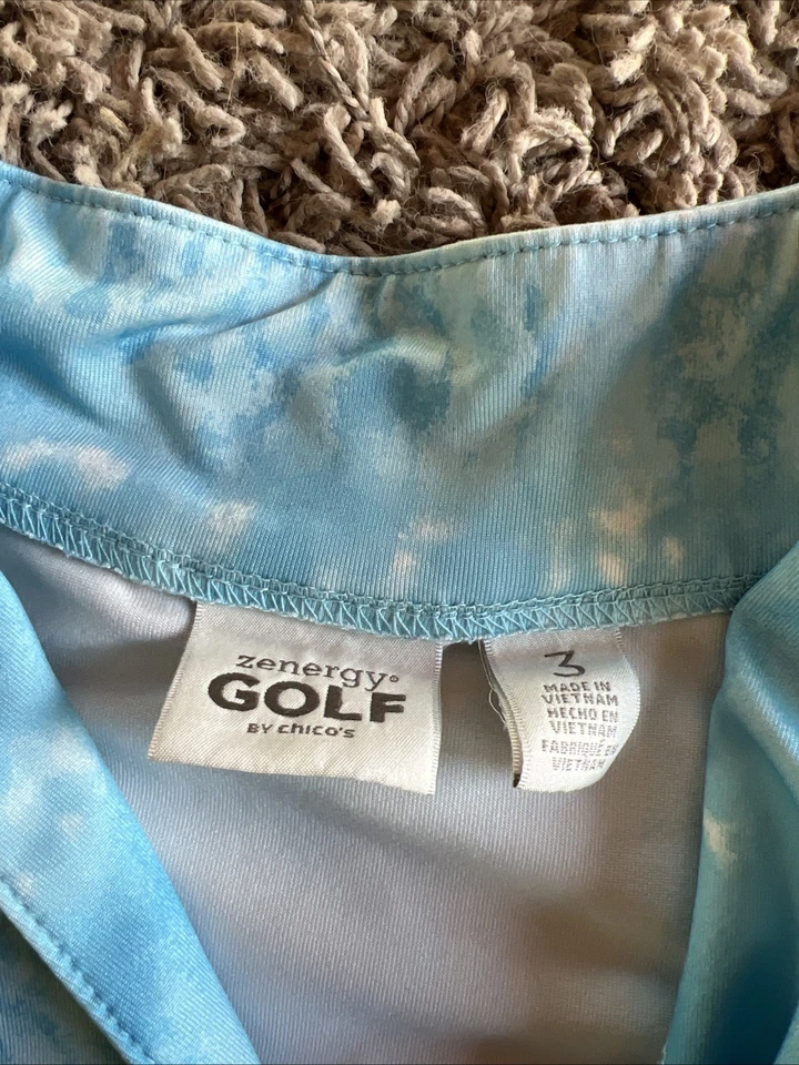 Top de golf Chico’s Zenergy para mujer talla 3 (XL) azul ombre manga corta activo Foto 3 de 3