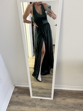 White By Vera Wang Dress - Halter VNeck w/Sash - Forest Green, Size 6