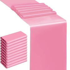 10 Pack Pink Satin Table Runners, 12 x 108 Inches, Wedding, Party, Banquet, Silk