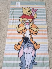 Winnie The Pooh Tigger Piglet Eeyor Beach Towel Disney 28" 58" 100 Cotton NWT