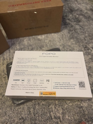 FOPO S16 Triple Portable Monitor for 13.3" Laptops | FHD 1080P | New SEALED - 第 3/4 張圖片