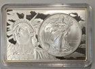 2008 American Silver Eagle 1 oz Silver in 2 oz Silver Bar - 3 oz Total - A79