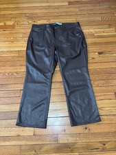 Old Navy Womens Faux Leather High Rise Pants Brown Size 18 Bootcut 39x28
