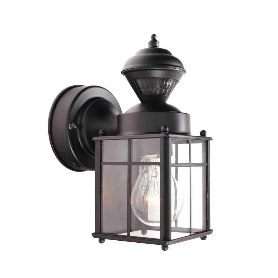 Hampton Bay Bayside 9.5 in. Black Motion Sensor Outdoor Wall Lantern - Image 2 of 4