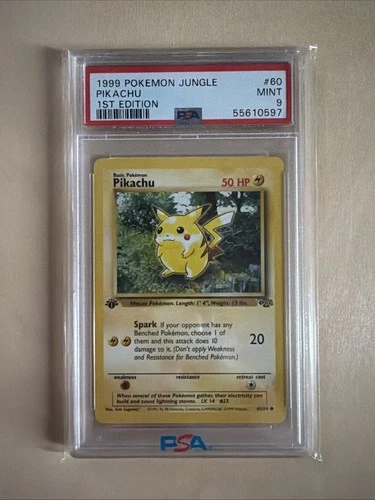 PSA 9 MINT Pokémon 1st Edition Jungle Pikachu 60/64 1999 WOTC First Ed FAST SHIP