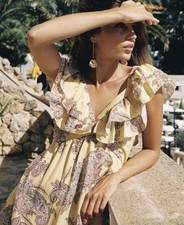 Kivari Natalya Ruffle Dress Size AU 12 US 8 Maxi Linen Open Back Cocktail