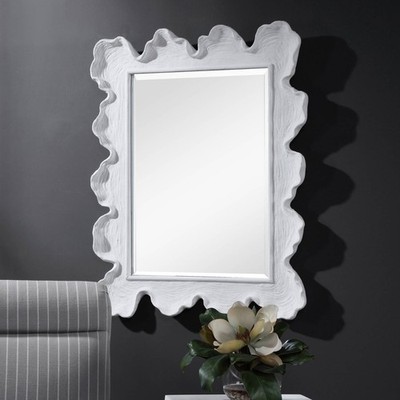 Rectangular Vanity Wall Mirror Coastal Beveled White Frame 27 1/4'' Wide Bathroom