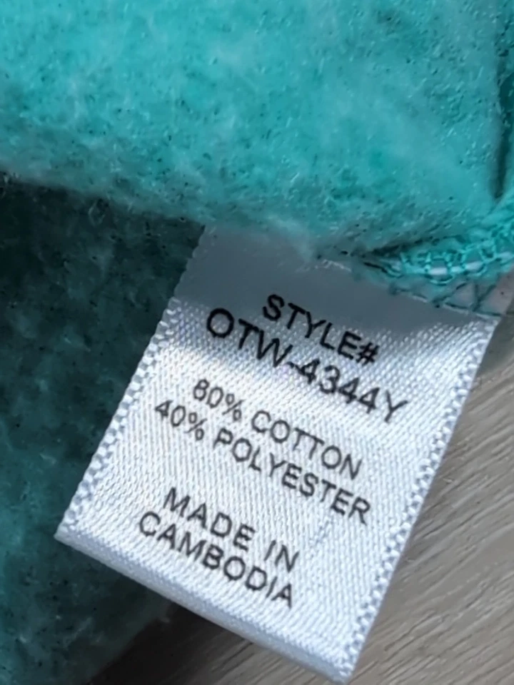 Zenana Acid Wash Fleece Sweatshirt Teal Green Exposed Seams Size Medium - Image 4 of 4