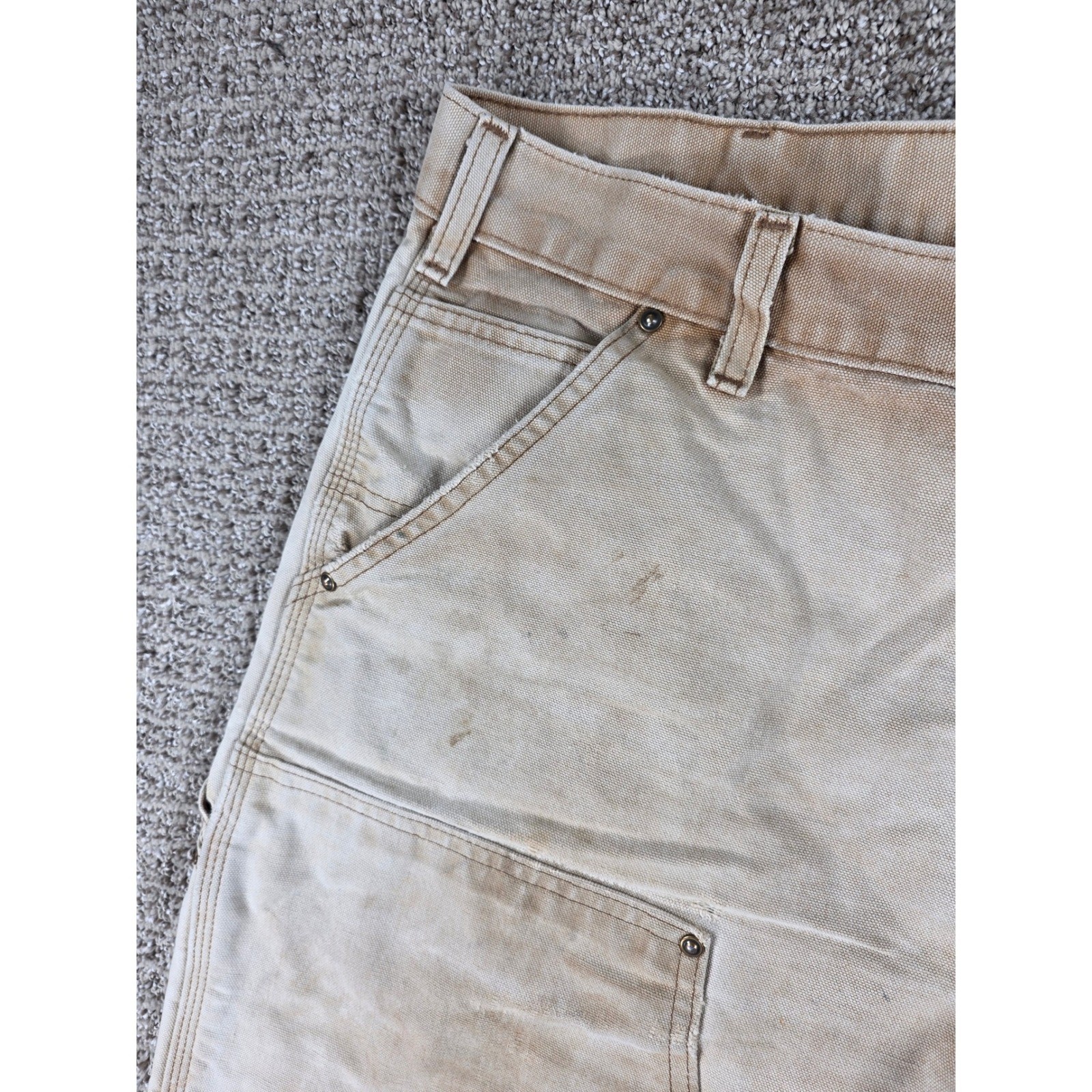 Carhartt B136 BRN Brown Double Knee Pants Distressed Faded Thrashed 36x29 thumbnail 8