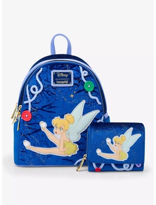 Loungefly Disney Tinker Bell Buttons Light-Up Backpack and Wallet Set NWT 