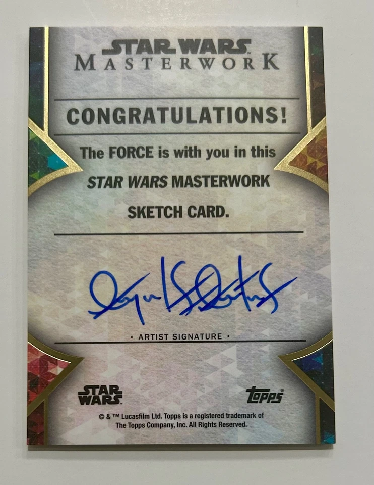 2022 Topps QI’RA Crimson Dawn Star Wars Masterwork Angel Aviles Auto Sketch 1/1 - Image 2 of 4