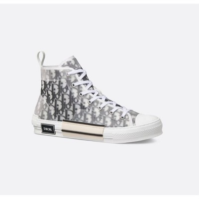 DIOR B23 League High-Top Sneaker White and Black Dior Oblique Canvas Sz 43 / 10