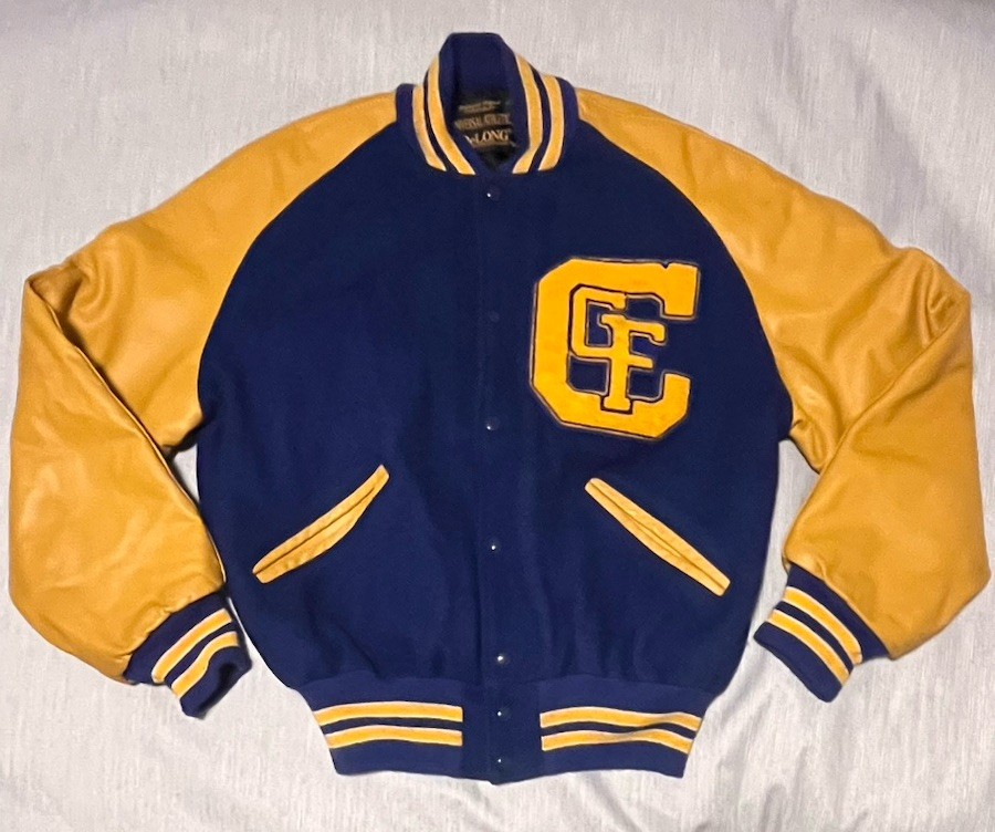 Vintage Wool Leather Varsity Letterman Jacket size Large  Delong 1960s