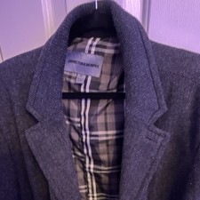 Johnston  Murphy Men's XL Gray Herringbone Blazer Notch Lapel Regular