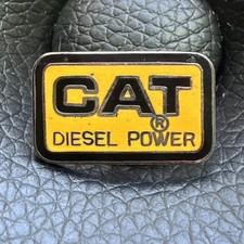 Vintage Cat Caterpillar Diesel Power Yellow Enamel Pin Pinback Hat Lapel
