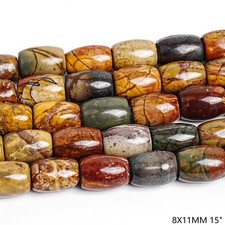 Natural Multicolor Picasso Jasper Stone Barrel Beads Grade AAA 8X11MM 10X14MM