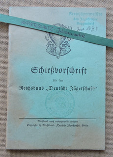 Buch / Schießvorschriften Reichsbund Deutsche Jägerschaft WK2/64Seiten
