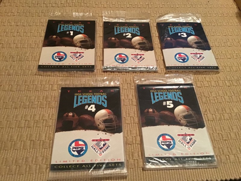1991 Pepsi Texas High School Football Legends Header Sets 1-5 Limited Ed. Sealed