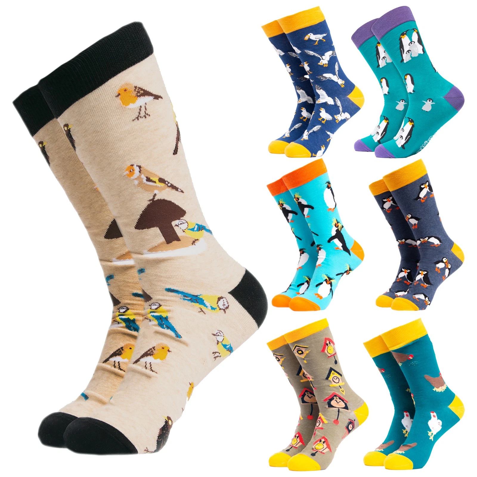 Mens Birds Socks by Soctopus , Cotton Novelty Gift Socks