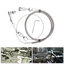 24 Inch Adjustable Car Throttle Cable Accelerator Cable Modified Replace Silver