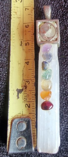 Selenite Crystal Chakra pendant with semi-precious stones as shown
