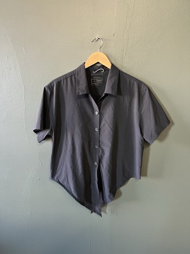 Wayre Limited Edition Tie Front Button Up Crop Set Womens M Black Water Stretch