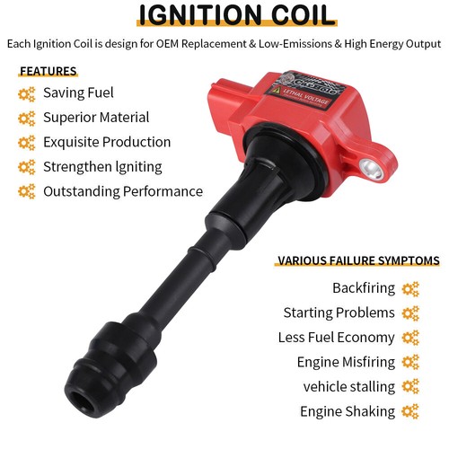 NEW 4 Ignition Coil Pack For Nissan for Altima Sentra 2002-2006 L4 2.5L UF350 US - Picture 2 of 13