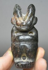 8cm China Hongshan Culture Old Jade Carving Sun God Sun-God Helios Amulet Statue
