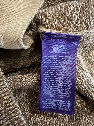 Ralph Lauren Purple Label Cardigan Sweater XL Khaki Silk Linen Textr Italy $1695 - Picture 12 of 20