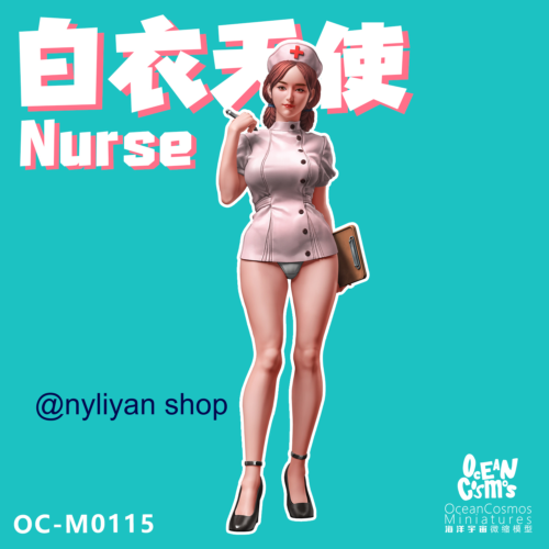 1/12 1/24 Unassembled Unpainted Resin Sexy Nurse Girl Miniatures Figure Model - Picture 1 of 8
