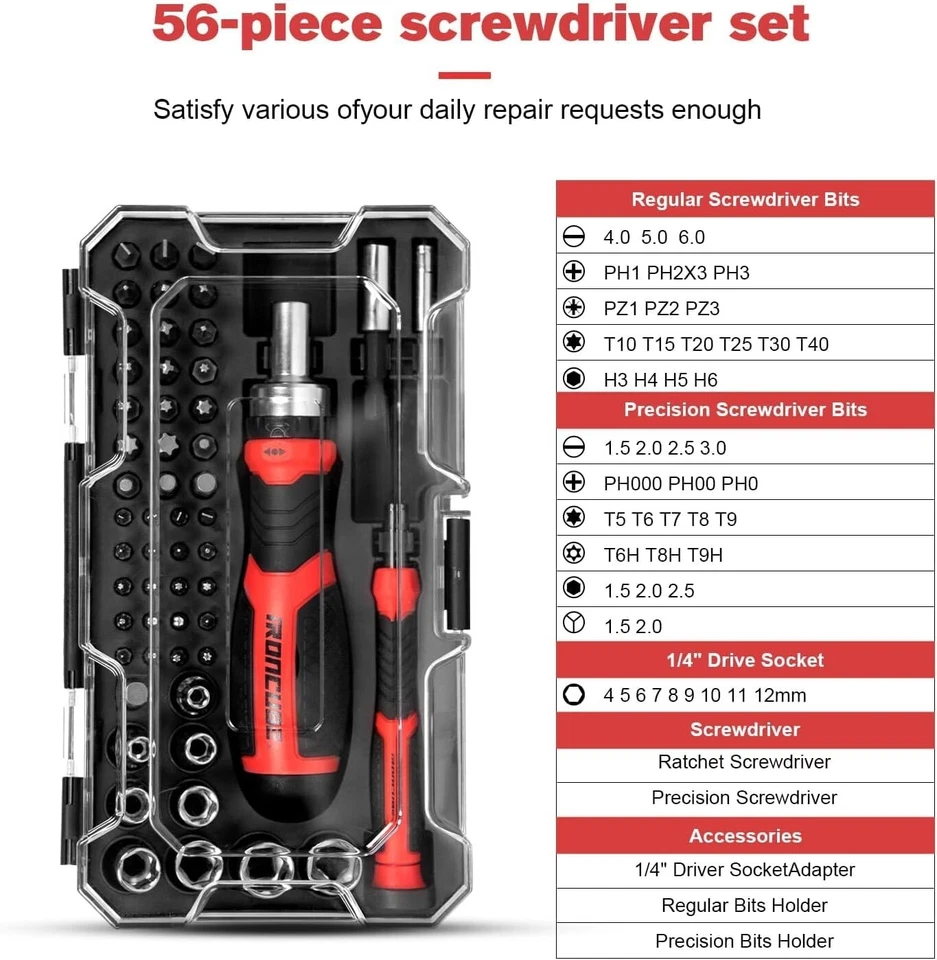 Efficient 56-Piece Magnetic Bit Set with Chrome Vanadium Steel for DIY Repairs - Image 4 of 4