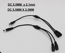 DC Power 1 Male to 2 Female Splitter Adapter Connector Cable 12V CCTV Camera LED
