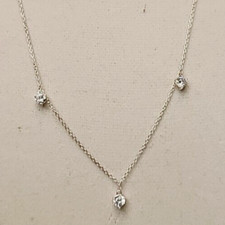 Sterling Silver 3 Crystals Necklace 925 Round Chain Necklace