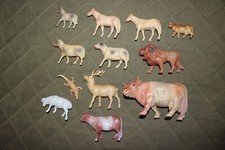 Lot of 12 Vintage Celluloid Animals - Cows, Sheep, Horses, Reindeer, Lion