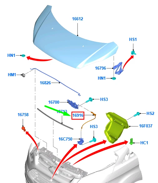 FORD TOURNEO CUSTOM Front Bonnet Right Control Cable 1769935 NEW  