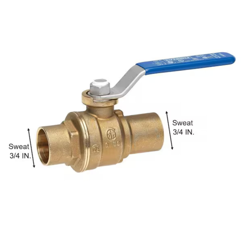Everbilt Full Port Ball Valve Brass 3/4" Sweat x Sweat 870429