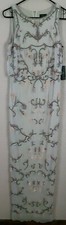 Adrianna Papell Womens Beaded Long Dress, Ivory Multi, Size 2 New With Tags #HH6