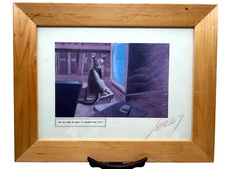 VTG Jeff Leedy Signed Framed Print "Are You Sure... Delete This File?" Cat, 1997