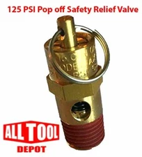 New 1/4" NPT 125 PSI Air Compressor Relief Pressure Safety Valve, Tank Pop Off