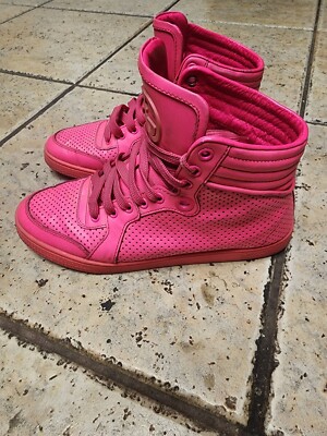 Authentic Gucci Guccisima Hot Neon Pink Leather High Top Authentic Gucci Guccisima Hot Neon Pink Leather High Top