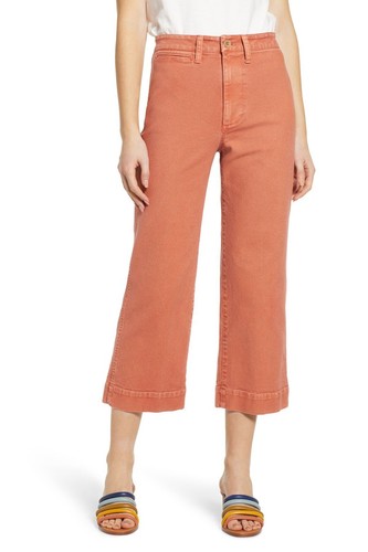 Pink Emmett Wide Leg Crop Pants Coral 