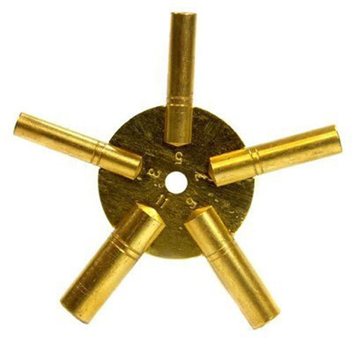 New ODD Number Universal Brass Clock Key for Winding Clocks 5 Prong *US SHIPPER*