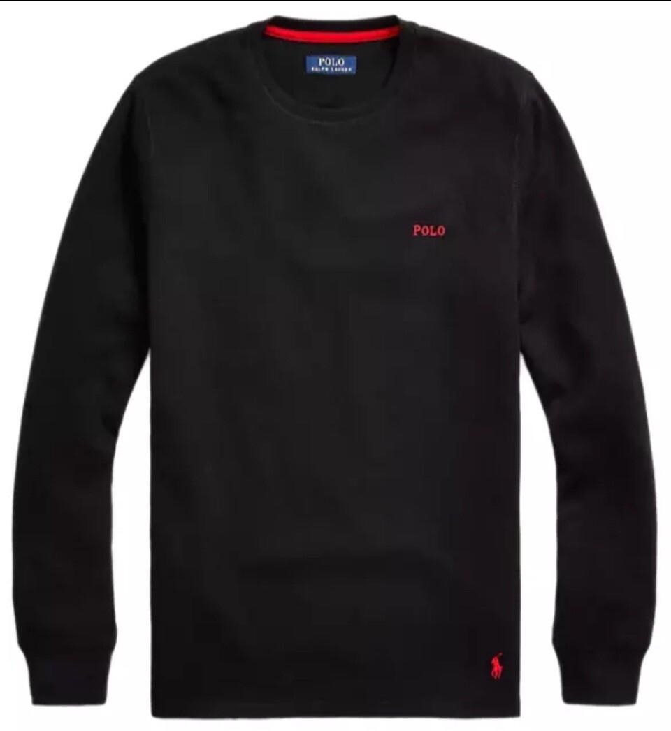 THERMAL POLO SHIRT  Lサイズ　BLACK New Polo Ralph Lauren Men's Waffle-Knit Thermal Pajama Shirt